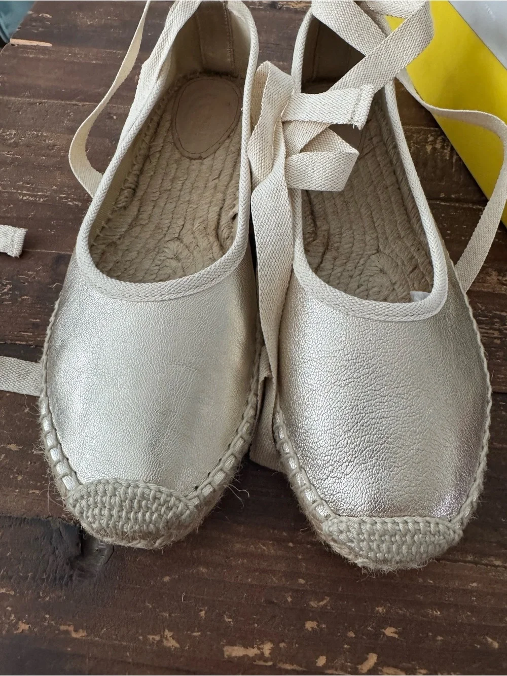 BODEN Ankle Tie Espadrilles/gold foil
